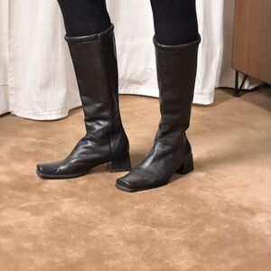Elegant Black Leather High Boots